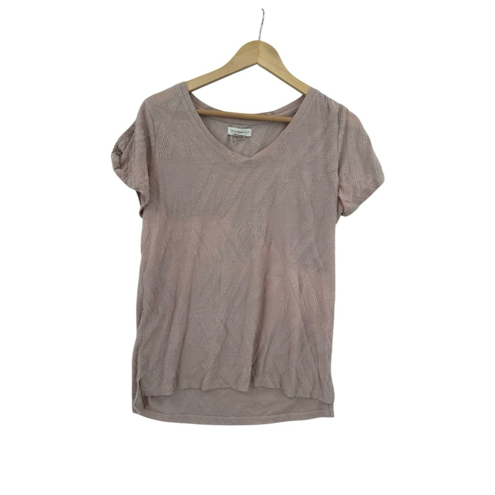 Peace And Pearls Textured Shirt Top Womens M Boho Hippie Casual Comfycore Spring
